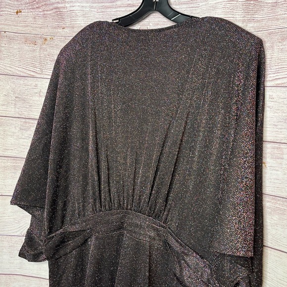 Eloquii Dress Dolman Sleeves Tulip Hem Lurex Metallic Sparkly Black New Size 24 - Picture 10 of 15